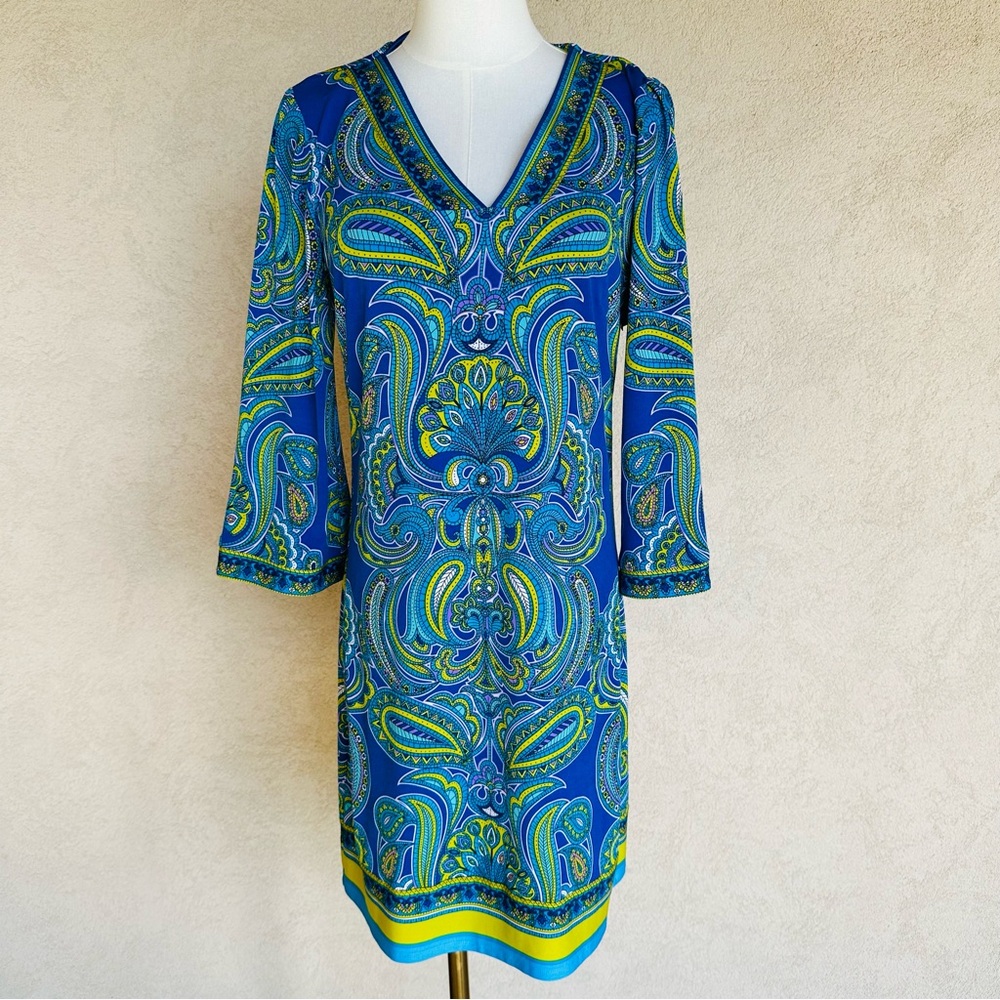 Laundry by Shelli Segal Paisley V Neck Tunic Shift Dress